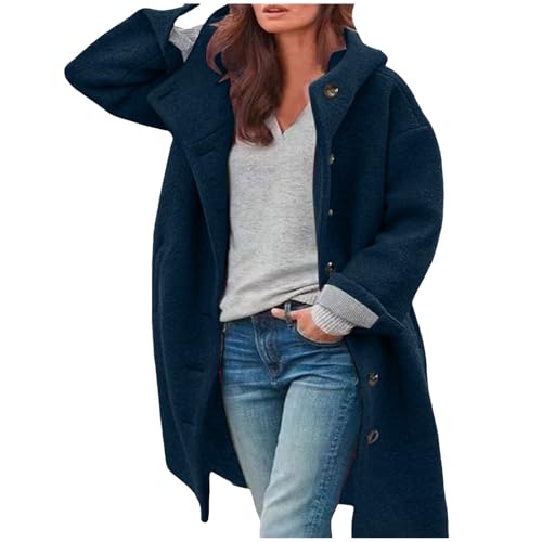 SRZYMJ Grün Damen Mantel Trenchcoat Warm Übergangsmantel Wintermantel Herbst Winter Jacke Parka mit Reverskragen Wollmantel Langarm Cardigan Elegante Schlanke Knöpfe Mantel 2024 Trenchcoat von SRZYMJ