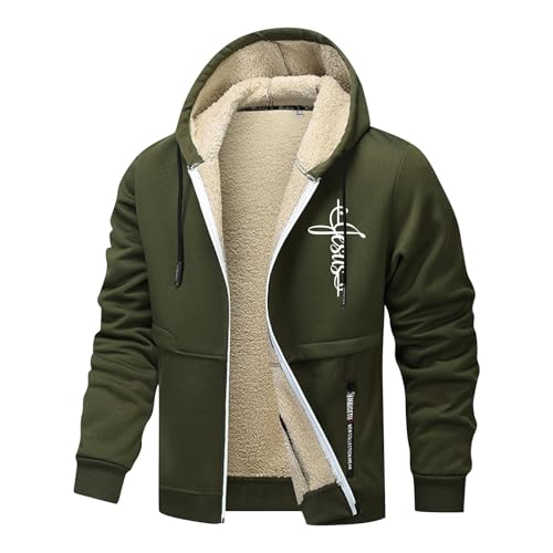 SRZYMJ Grün Herren GefüTtert Warme Winterjacke Ohne Kapuze Sweatjacke Fleecejacke Langarm Baumwolle Jacke Skijacke Outdoor Winddicht Jacke Verdickt Funktionsjacke Mit Stehkragen Wintermantel S von SRZYMJ