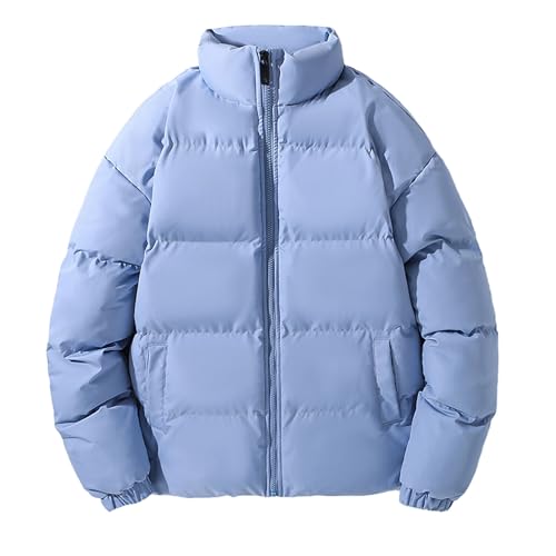 SRZYMJ Hellblau Winterjacke Herren Leichte Warm Daunenjacke Steppjacke mit Reißverschluss Bequeme Basic Puffer Jacket Übergangsjacke Winter Outdoor Winddicht Wanderjacke Softshelljacke Mantel von SRZYMJ