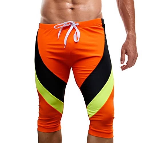 SRZYMJ Herren Badehose Stretch Lederhose Badehose Badehose Herren Lang Schwarz Badehose 4XL Orange Shorts Herren 4XL Baumwolle Fahrradhosen Für Herren MTB Gepolstert von SRZYMJ