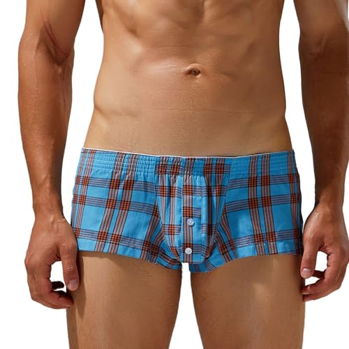 SRZYMJ Herren Boxershorts Baumwolle Herren Retroshorts Herren Shorts UnterwäSche Unterhosen Herren Baumwolle Slips Shortys Herren-Strings Retro Shorts Herren Unterwäsche Blau XL von SRZYMJ