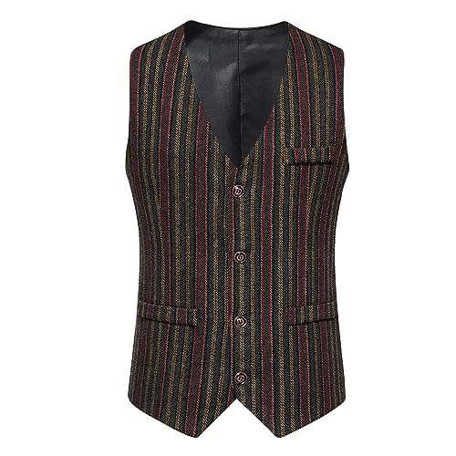 SRZYMJ Herren Casual Wolle Fischgrätmuster Anzug Weste V-Ausschnitt Tweed Weste für Hochzeit Groomsmen Rot Anzugweste Multi Taschen Weste Mit Kapuze Herren Herren Anzug 3 Teilig Anzugjacke Herren von SRZYMJ