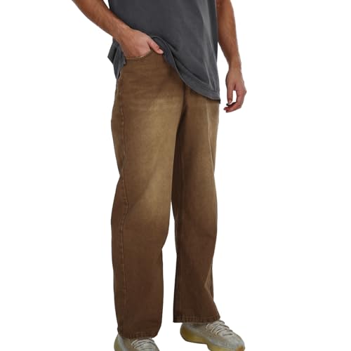 SRZYMJ Herren Jeans Stretch Baggy Jeans Herren Schwarz Jeans Länge 36 Jeanshose Herren Übergröße Motorradhose Jeans Jogginghose Hose Stretch 3XL Zip Off Outdoor Hosen Arbeitshose Jeans Braun XL von SRZYMJ