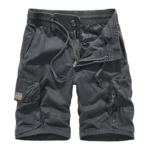 SRZYMJ Herren Kurze Hose Jeans Grau Shorts Herren Stretch Hose Cargo Mit Reissverschluss Schnittschutzhose Weiße Hosen Sweatshorts Cargohose+Herren Dunkelgrau Tennisrock Mit Hose 33 von SRZYMJ