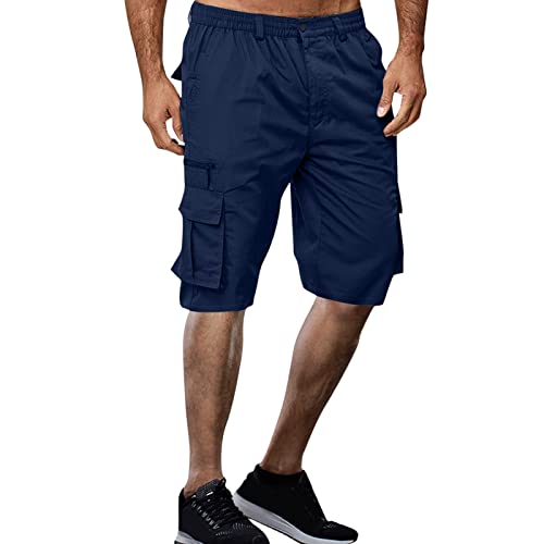 SRZYMJ Herren Kurze Hose Shorts Stretch Kurze Leinenhose Sommer Cargo Shorts 3/4 Sommer Freizeithose Stretch Marine Chino Kurze Hose Stretch Running Shorts Herren 3XL von SRZYMJ
