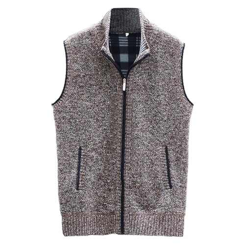 SRZYMJ Herren Pullunder Strickweste Feinstrick Pullover ärmellos mit V-Ausschnitt Baumwollmischung Regular fit Kaffee Strickweste Herren Grau Pullover Für Männer Pullover Herren 3XL von SRZYMJ