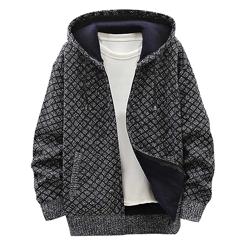 SRZYMJ Herren Strickjacke Cardigan, Sweatjacke Herren Ohne Kapuze Klassisch Sportjacke Leichte Jacke Stehkragen Fleecejacke Strickjacke mit Taschen Freizeitjacke Trainingsjacke Wintermantel von SRZYMJ