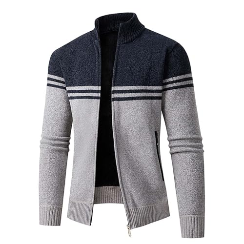 SRZYMJ Herren Strickjacke Cardigan, Trachtenjanker Langarm Sportlich mit Kapuze Strickjacke Trachtenjacke Leicht Cardigan Wintermantel mit Reißverschluss Strick Sweatjacke Freizeit-Jacke von SRZYMJ