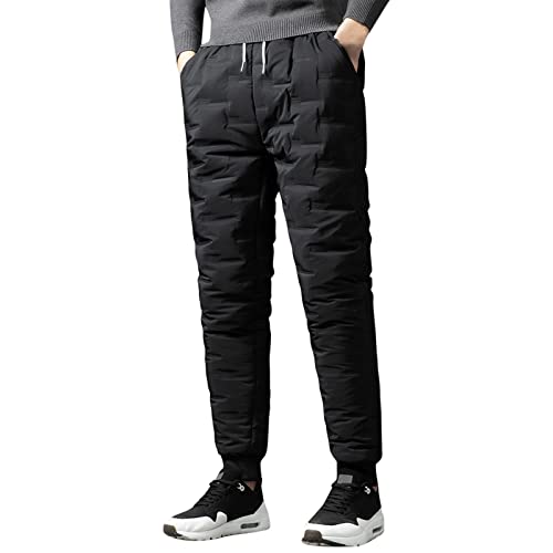 SRZYMJ Herren Trainingshose Winter Thermo Laufhose Fleece Gefütterte Jogginghose Lang Warme Hose Wasserdicht Outdoor Sporthose mit Reißverschlusstaschen Winterhose Herren Thermo Gefüttert Schwarz 4XL von SRZYMJ