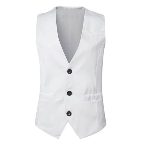SRZYMJ Herren Weste Anzug mit Taschen Anzugweste Gilet Weste Casual Hochzeitsweste V-Ausschnitt Business Weste Suit Vest Formelle Smoking Anzugweste Weiß Smoking Weste Herren Gilet Herren von SRZYMJ