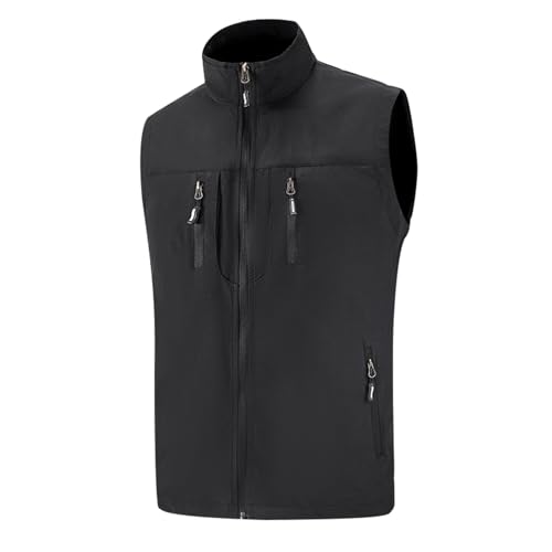SRZYMJ Herren Weste Schwarz Fleeceweste Herren Gefüttert Winterweste Softshell Westen Winter Warme Outdoor Weste Männer Ärmellose Jacke Tweed Jacke Herren Oberbekleidung Herren Weste Lang Herren 6XL von SRZYMJ