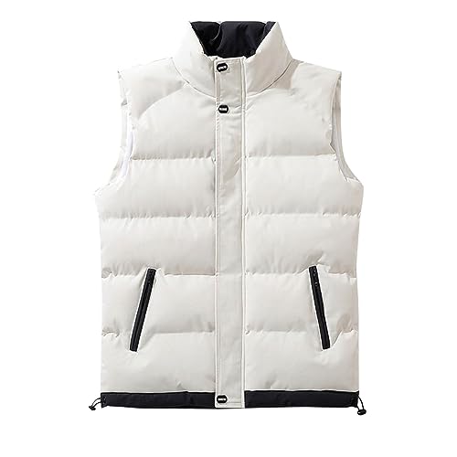 SRZYMJ Herren Weste Weiß Weste Herren Outdoor Wasserdichte Softshell Ärmellose Jacke Bodywarmer Fleece Weste Full Zipp Softshellweste Arbeitsweste Herren Steppweste Herren Weiß Daunenweste Herren 5XL von SRZYMJ