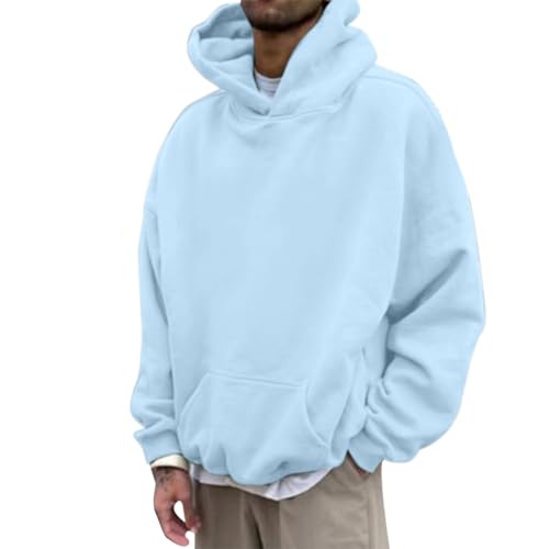 SRZYMJ Hoodie Herren Freizeit Pullover mit Taschen 2024 Winter Warm Langarm Kordelzug Sweatshirt Männer Baumwolle Kapuzenpullover Leinenhemd Schwarz Bauch Skate-Kapuzenpullover Hellblau S SRZYMJ Hoodie Herren Freizeit Pullover mit Taschen 2024 Winter Warm Langarm Kordelzug Sweatshirt Männer Baumwolle Kapuzenpullover Leinenhemd Schwarz Bauch Skate-Kapuzenpullover Hellblau S von SRZYMJ