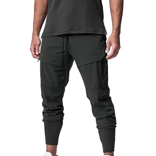 SRZYMJ Hosen Herren Gummibund Freizeithose Lang Outdoorhose Zip Off Sommer Jogginghose Dünn Sporthose Lang Schnelltrocknend Cargohose Chino Hose Stoffhose Trainingshose Trekkinghose Grey XXL von SRZYMJ