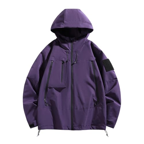 SRZYMJ Jacke Herren Frühling Outdoorjacke Herren Winter Regenponchos Regenjacke Dünn Herren Sommerjacke Outdoorjacke Herren Winter Lila Regenjacke Herren Langer Arm M von SRZYMJ
