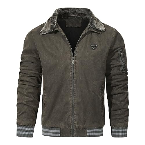 SRZYMJ Jacke Herren Winter Dickes Flauschfutter Wintermantel Parka Übergangsjacke Übergangsjacke Freizeitjacke Outdoorjacke Winter Funktionsjacke Softshelljacke Sweatjacke Steppjacke Fleecejacke von SRZYMJ
