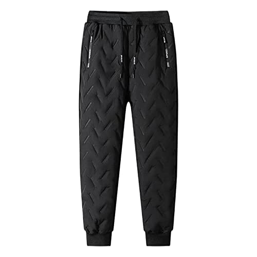 SRZYMJ Jogginghose Herren Baumwolle Fleece Gefüttert Trainingshose Warme Freizeithose Winter Sherpa Sweatpants Thermo Sporthose Lang Fleecehose mit Kordelzug Motorradhose Herren Winter BK1 XXL von SRZYMJ