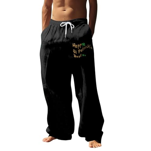 SRZYMJ Jogginghose Herren Baumwolle Sherpa Gefüttert Warme Winter Fleece Traininghose Sporthose Jogginghose Herren Warm Winter Schlaghose Herren 70Er Cord Kurze Wanderhose Herren Skihose Schwarz 3XL von SRZYMJ