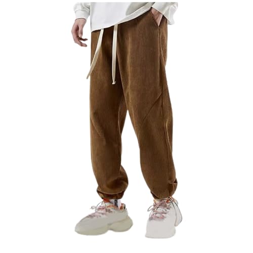SRZYMJ Jogginghose Herren Baumwolle Winter Sporthose Warme Fleece Gefütterte Trainingshose Sherpa Freizeithosen Thermo Hose Lang Sweatpant mit Kordelzug Zwei Taschen Winterhose Gefüttert Braun XXL von SRZYMJ