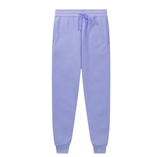 SRZYMJ Jogginghose Herren Winter Fleece Sweathose Trainingshose Sherpa Gefüttert Warme Männer Sporthose Baumwolle Freizeithose mit Reißverschluss Taschen Relaxing Hose Winter Warme Strumpfhose Lila XL von SRZYMJ