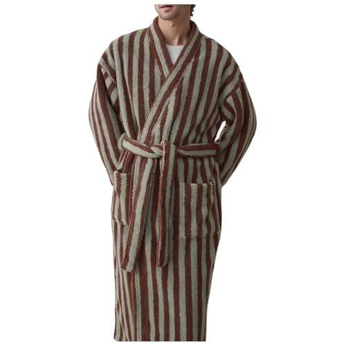 SRZYMJ Kaffee Herren Bademantel, Bademantel Reisebademantel 100% Baumwolle Bademantel - Frauen Männer Damen und Herren Morgenmantel Saunamantel Reise Morgenrock XL Bathrobe Pyjamahose Nachtwäsche von SRZYMJ