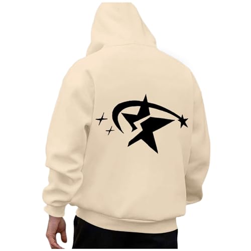 SRZYMJ Kapuzenpullover Herren Pullover Langarm Hoodie Herren Warm Jacquard Casual Farbblock Sweatshirt mit Taschen Hemd Kurzarm Weiß Leinen Anzug Halloween Verkleidung Kapuzenpullover Khaki XXL von SRZYMJ