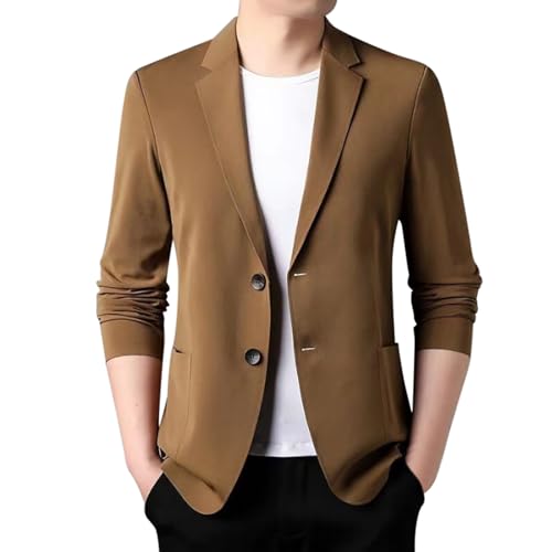 SRZYMJ Khaki Blazer Herren Sakko Samt Slim Fit Männer Blazer Modern Sportlich Freizeit Leichte Jacket Anzugjacke Eine Knopf Sakko für Business Hochzeit Formal Anzugjacke Herren Trenchcoat Hemd M von SRZYMJ