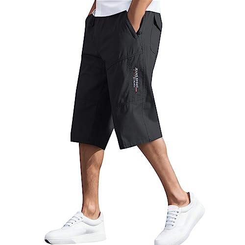 SRZYMJ Kurze Hosen Herren Sommer Boxershorts Herren Weiß Sporthose Kurz Baumwolle Schwarz Retroshorts Jogginghose Männer Kurze Sporthose Jogging Hose Schwarz Regenhose Fahrrad Mit Schuhschutz 6XL von SRZYMJ