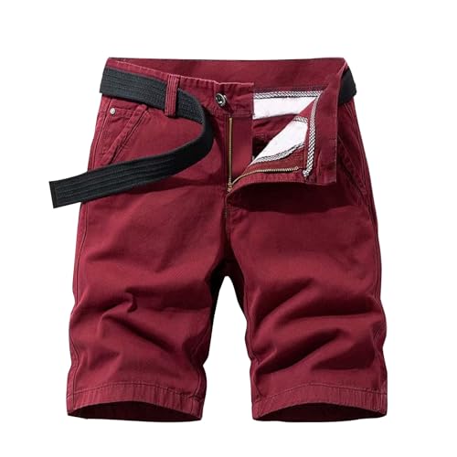 SRZYMJ Kurze Jogginghose Herren Jeans Shorts Baggy Kurze Hose Herren Sportlich Cargo Shorts Herren Stretch Kurze Freizeithose Herren Rot Chino Hose Herren Stretch Mit Gummizug Mesh Shorts Herren 33 von SRZYMJ