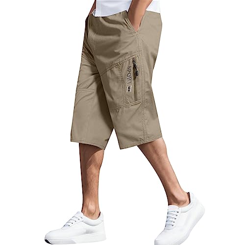 SRZYMJ Kurze Jogginghose Herren Schwarz Sommershorts Herren Leicht Sommerhose Leicht Lange Boxershorts Herren Hosen Stretch Fahrradhose Trainingshose Baumwolle Gelb Golfhose Lang 33/34 XXL von SRZYMJ