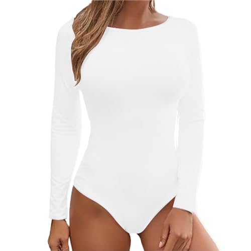 SRZYMJ Langarmbody Long Sleeve, Damen Body Langarm Bodysuit Rollkragen Jumpsuit Elegant Schmal Bodysuits Tops Shapewear Overall Pullover Unterzieh Body Freizeit Bodysuit Rollkragenpullover Bodysuit von SRZYMJ