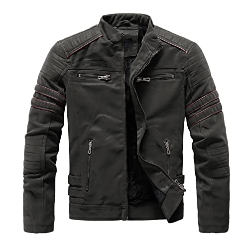 SRZYMJ Lederjacke Herren Armeegrün Bikerjacke Herren Leder Schwarz Windjacke Wasserdicht Ohne Kapuze Ärmellose Weste Lauf Shirts Windjacke 3XL Sweatshirt Mit Kapuze Und Langen Ärmeln von SRZYMJ