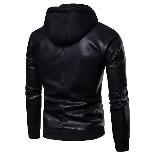 SRZYMJ Lederjacke Herren BK1 Wildlederjacke Kapuzenjacke Herren Schwarz Leder Herren Mantel Winter Fleece Jacke Herren Herren Fleecejacke M Fuzzy Fleece Jacken von SRZYMJ