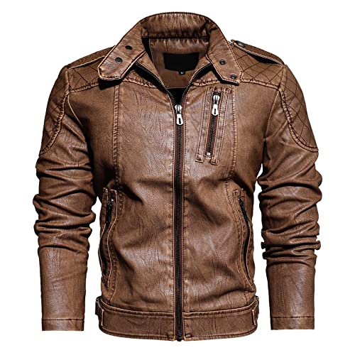 SRZYMJ Lederjacke Herren Khaki Leder Jacke Sweatjacke Herren Mit Kapuze Herren Unterhemdlangarm Weste Herren Mit Kapuze Regenjacke Herren Leicht M Strickjacke Weiß von SRZYMJ