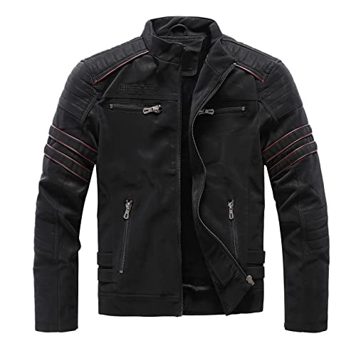 SRZYMJ Lederjacke Herren Schwarz Lederjacke Herren Sommer Jacke Herren Winterjacke Mit Kapuze Herren T-Shirt Herren Set Windjacke Herren Leicht Fahrrad XXL Herren Strickjacke Pulli von SRZYMJ