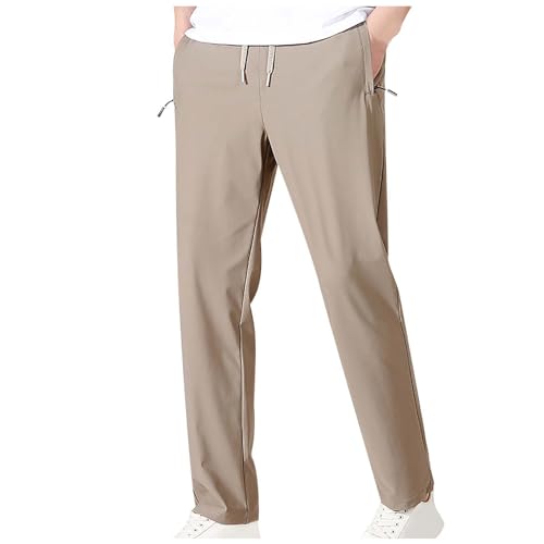 SRZYMJ Leinenhose Herren mit Taschen mit Kordelzug Leinen Sommerhose Stoffhose Lang Einfarbig Loose Fit Leinenhose Freizeithose Leicht Bequeme Stretch Dünne Hose Loungewear Urlaub Strand Alltag von SRZYMJ
