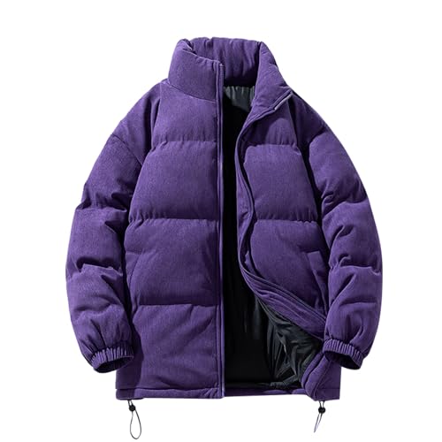 SRZYMJ Lila Herren Steppjacke Warme Verdickt Hooded Winterjacke Langarm Quilted Daunenjacke mit Kapuze Winter Outdoor Ski Snowboard Wandern Übergangsjacke Herrenjacke 2024 Mantel Slim Fit von SRZYMJ