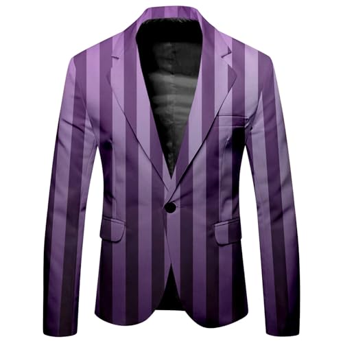 SRZYMJ Lila Sakko Herren Sportlich & Modern - leicht tailliert - als Jackett oder Blazer Christmas Suit Men AnzüGe üBergrößE Herren Anzug Sommer Vintage Racing Jacket 70Er Jahre Accessoires L von SRZYMJ