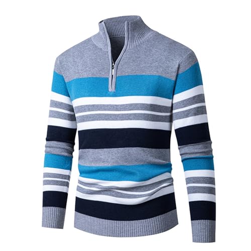 SRZYMJ Male Strickpullover GY1 Herren Polo Pullover Langarm Strickpullover Mit Polokragen Basic Poloshirt Pulli Einfarbig Sweater Winterjacke Hoodie Gefüttert Knitted Sweater Hemd Weiß 3XL von SRZYMJ