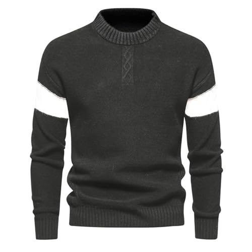 SRZYMJ Male Strickpullover Grey Herren Pullover Herren gestreifter Kontrast Pullover Herren schmaler Rundhals gestreifter Pullover Herren Pullover Casual Top Thermounterwäsche Set Freizeithemden M von SRZYMJ