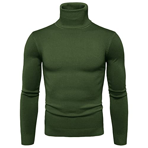 SRZYMJ Male Strickpullover Grün Herren Pullover Feinstrick Langarm Rollkragenpullover Winter Pullover Slim fit Freizeit Rollkragen Langarmshirt Thermounterwäsche Sport Strickjacken Sommer Tshirt XL von SRZYMJ
