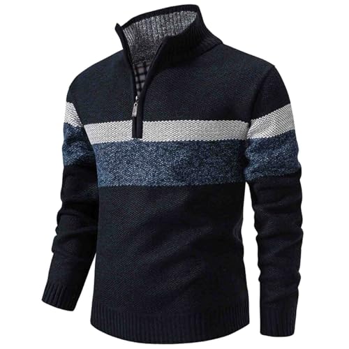 SRZYMJ Male Strickpullover Marine Dünn Pullover Herren Langarmshirt mit Rundhalsausschnitt Feinstrick Sweater Männer für Frühjahr oder Herbst Feinstrickpullover Hemd Mit Kapuze Freizeithemd L von SRZYMJ