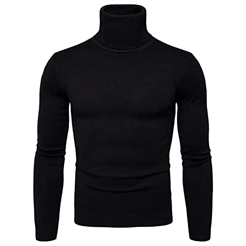SRZYMJ Male Strickpullover Schwarz Herren Pullover Strickpullover mit Knöpfe Henley Langarmshirt Feinstrick Winterpullover Männer Sweater Pulli Anzug Unterwäsche Lang Sweatshirt Baumwolle Pullover M von SRZYMJ