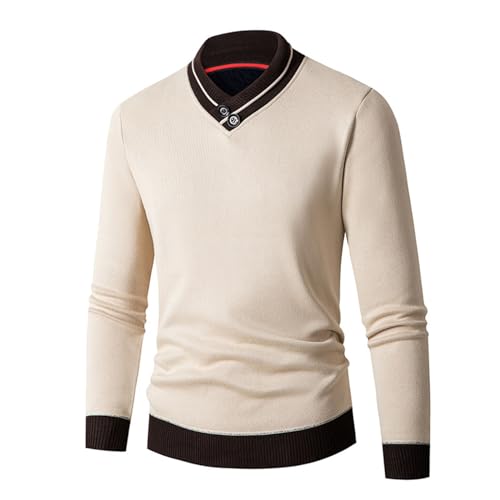 SRZYMJ Male Strickpullover Weiß Pullover Herren Half Zip Grobstrick Pullover Winter Warm Strickpullover Männer Sweatshirt Basic Strick-Pulli Langarmshirt Anorak Hemd Weiß Unterhemden Langarm L von SRZYMJ