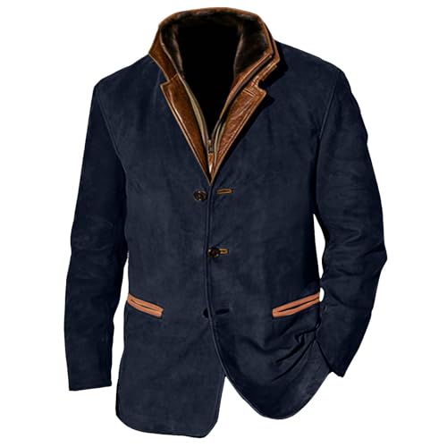 SRZYMJ Mantel Herren Kostüm Wintermantel Lang Warm Übergangsjacke Leicht Outdoorjacke Atmungsaktiv Jacke Leder Softshelljacke Steppweste Leicht Funktionsjacke Parka Winter Sportjacke Freizeitjacke von SRZYMJ