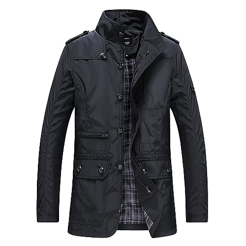 SRZYMJ Mantel Herren Lang Jacke Ohne Kapuze Übergangsjacke Outdoorjacke Softshelljacke Steppweste Funktionsjacke Parka Winter Wintermantel Sportjacke Dünn Leicht Freizeitjacke von SRZYMJ