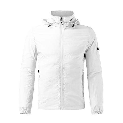 SRZYMJ Mantel Herren Lang Winter Jacke Leicht Mit Kapuze Übergangsjacke Weiß Outdoorjacke Atmungsaktiv Softshelljacke Steppweste Funktionsjacke Parka Winter Wintermantel Sportjacke Freizeitjacke von SRZYMJ
