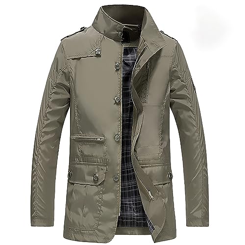 SRZYMJ Mantel Herren Slim Fit Wintermantel Mit Kapuze Übergangsjacke Herbst Outdoor Jacket Jacke Übergangsjacke Softshelljacke Steppweste Schwarz Funktionsjacke Parka Sportjacke Freizeitjacke von SRZYMJ