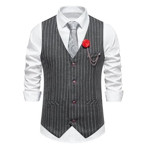 SRZYMJ Mens Vintage Classic Wolle Anzugweste Formale Regular Fit Weste Anzug Weste für Hochzeit Groomsmen Grey Weste Klassische Einfarbig Warme Weste Herren Freizeitanzug Herren Anzug Tweed-Mantel von SRZYMJ