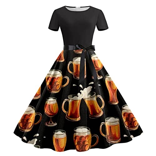 SRZYMJ Oktoberfest Damen Outfit Dirndl Schwarz Damen Weihnachtskleid Dirndlkleid Damen Trachtenkleid Damen Elegant Dirndlbluse Spitze Halloween Deko Uniform Herren Dirndl Set Schwarz XL von SRZYMJ